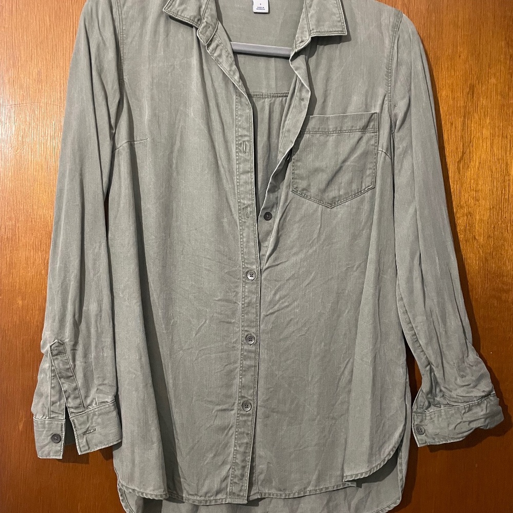 olive green button down